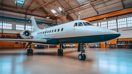 Private Business Jet Displayed Inside An Aviation Hangar With Modern Design Elements