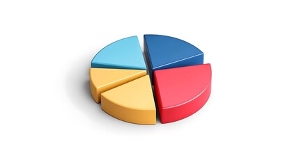 Fototapeta premium 3D Render of a Colorful Five-Section Pie Chart AI Generated