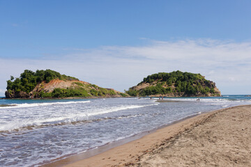 La traversée pour atteindre le tombolo de Sainte-Marie en Martinique.