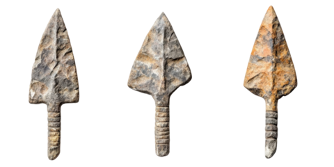 A set of arrowheads on a transparent background