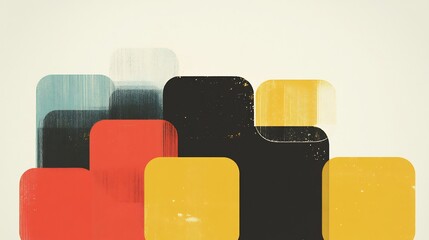 Abstract geometric shapes subtly overlap creating a vibrant mid-century modern aesthetic. AI Generated