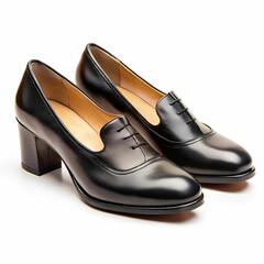 A timeless pair of classic women's black leather shoes