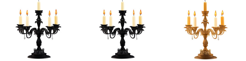 Fototapeta premium A set of decorative candlelight stands