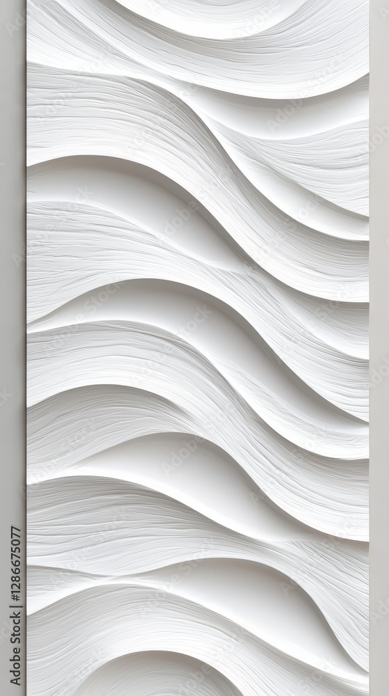 Poster abstract white textured wall with dynamic wavy patterns creating a modern, minimalist aesthetic for 