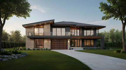 modern house in the garden