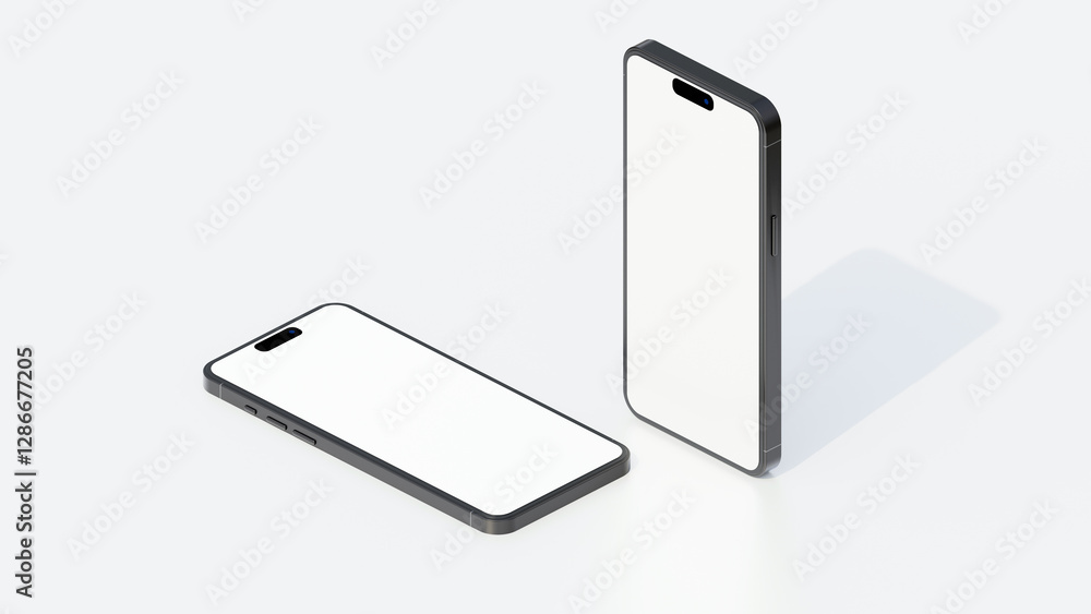 Poster blank screen smartphone mock up on a white background. empty screen mobile phone mock up for present
