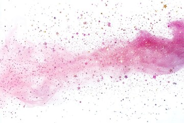 Abstract pink and white galaxy with stars and glitter