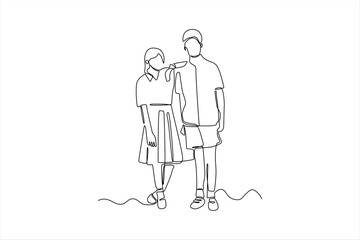 Minimalist line drawing of a couple standing together, showcasing connection and intimacy
