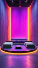 Futuristic pink and purple lounge stage high resolution hd photo