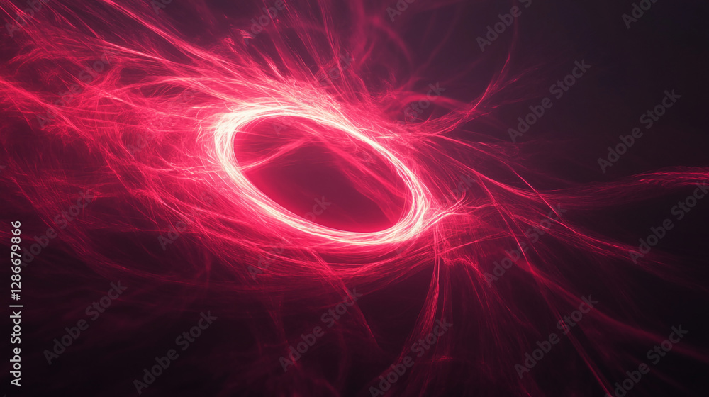 Poster abstract red glowing circular light trail, creating a dynamic and futuristic visual effect, symboliz