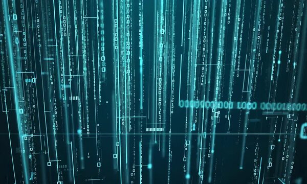 Digital transformation visualizes streaming data flow in real time with pulse of blue and black background