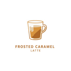 Artistic Cup Design Featuring Frosted Caramel Latte With Minimalist Style