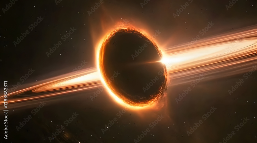 Poster black hole in the sky with a cosmic abstraction featuring a central black void and surrounding celes