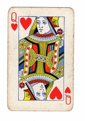 A well used, grubby hearts playing card.