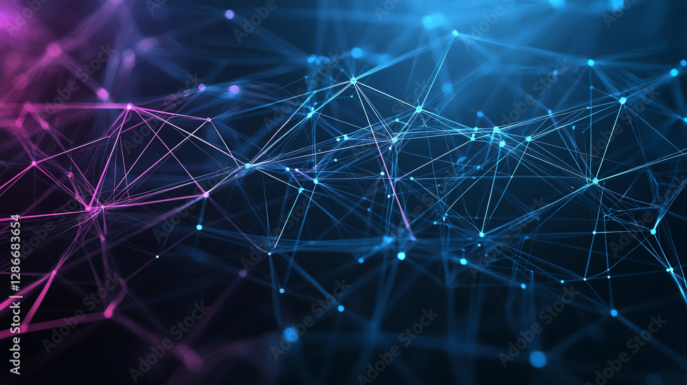 Poster colorful glowing data stream with multiple lines creating network effect. vibrant colors of blue and