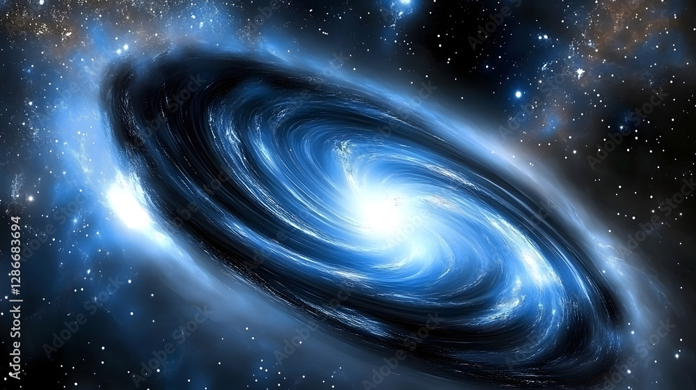 Poster cosmic black hole surrounded by stars in a deep space abstraction with colorful celestial elements
