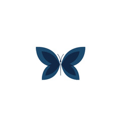 Elegant Blue Butterfly Icon Design on a Minimalistic White Background