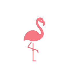 Stylized Pink Flamingo Illustration on a White Background