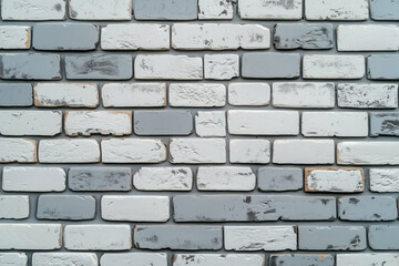 Obraz premium Gray and White Brick Wall Background. Brick wall with gray and white bricks in a horizontal pattern. Texture of a brick wall with alternating gray and white bricks