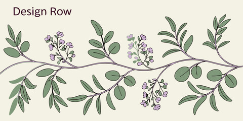 Create a eucalyptus and thyme pattern with elegant herbal vines.