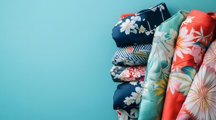 Vibrant and Elegant Japanese Inspired Clothing Textiles in Flatlay