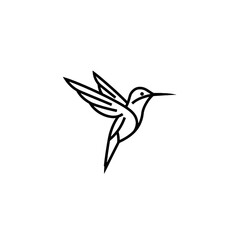 Fototapeta premium Minimalist Outline Design of a Stylized Hummingbird Illustration on White