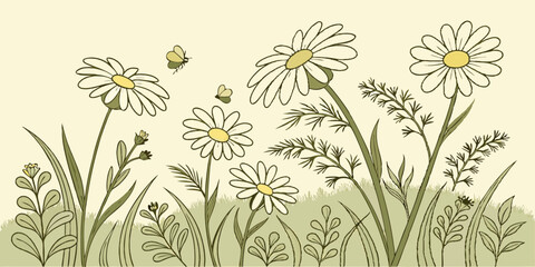 Create a chamomile tea garden pattern with gentle yellow and white hues. © Designer Pac 2