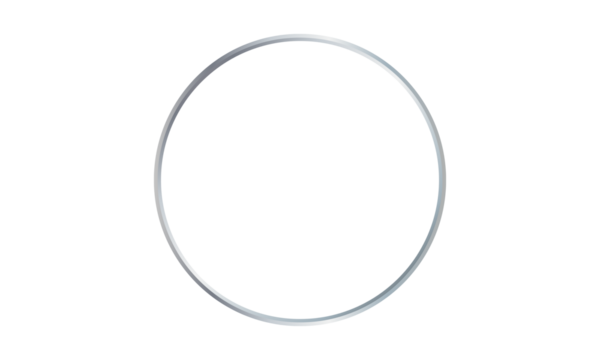 Round metal frame. Realistic reflections and shadow. Chrome or silver material. Glass cover design. Isolated on transparent background. Design elements PNG - Powered by Adobe