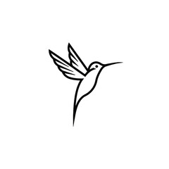 Minimalist Black And White Hummingbird Outline Artwork With A Clean Design