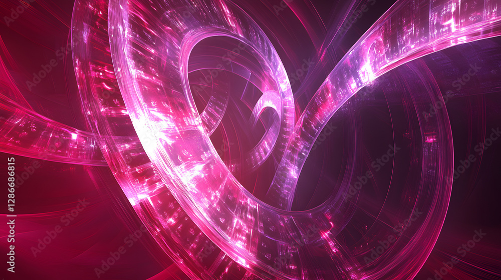 Poster pink heart shaped abstract design with a cosmic and dynamic interpretation in vibrant colors