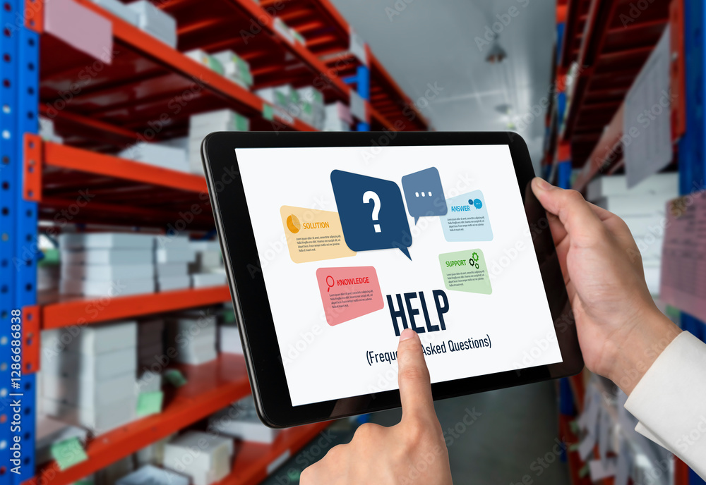 Poster help screen on the website provide answer to faq frequently asked question snugly with knowledge inf
