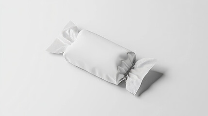Fototapeta premium 3d sweet chocolate candy wrapper package mockup. Blank white realistic twist pack wrap for bar, bonbon, biscuit or caramel confectionery merchandise design set. Foil paper sugar snack bag illustration