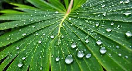 green leaf with water drops