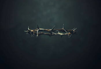 crown of thorns of Jesus Christ with sunset background. Good Friday or Holy Week concept