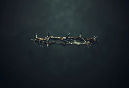 crown of thorns of Jesus Christ with sunset background. Good Friday or Holy Week concept