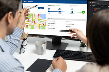 Delivery tracking system for e-commerce and brisk online business to timely goods transportation...