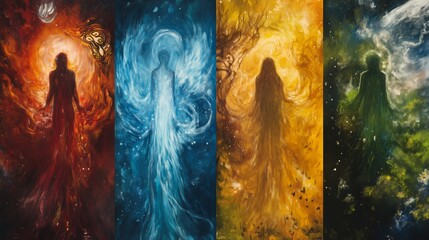 The incarnation of the four elemental goddesses