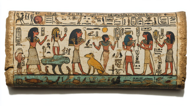 Ancient Egypt clay plate cartoon vector illustration. Ancient paper for storing information, Egyptian culture religious symbols, graphical user interface for game design