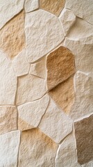 A detailed close-up of a textured wall composed of various colored stones, showcasing the unique patterns and hues of each stone piece.