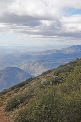 The panorama opening from the pick Puig Camapan in the direction of Benidorm and sea, Spain 