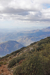 The panorama opening from the pick Puig Camapan in the direction of Benidorm and sea, Spain 