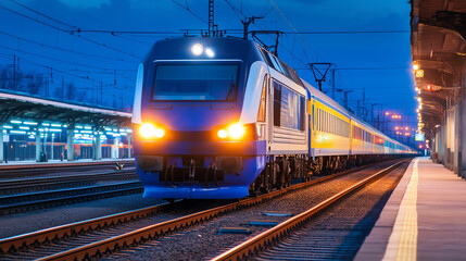 Obraz premium Ukrainian Railways, a government-owned entity, operates a vast rail system that connects cities, towns, and regions. With a fleet of modern locomotives and a growing network of tra