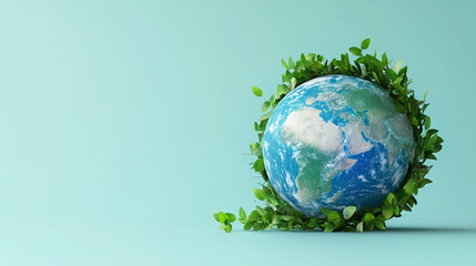 Earth Surrounded by greenery, symbolizing the World Environment day and Earth day Concept, Copy Space