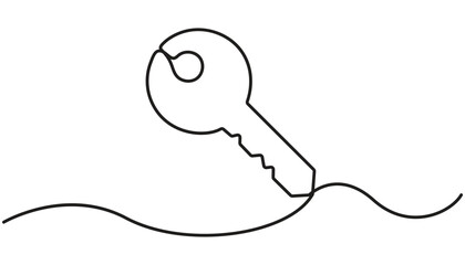 Obraz premium Minimalist continuous one line drawing of a Key for Security and Unlock Concepts in Vector Art Design