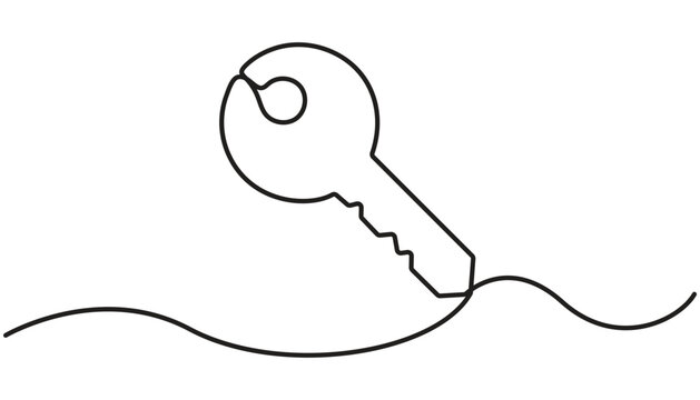 recommend clip art: Minimalist continuous one line drawing of a Key for Security and Unlock Concepts in Vector Art Design