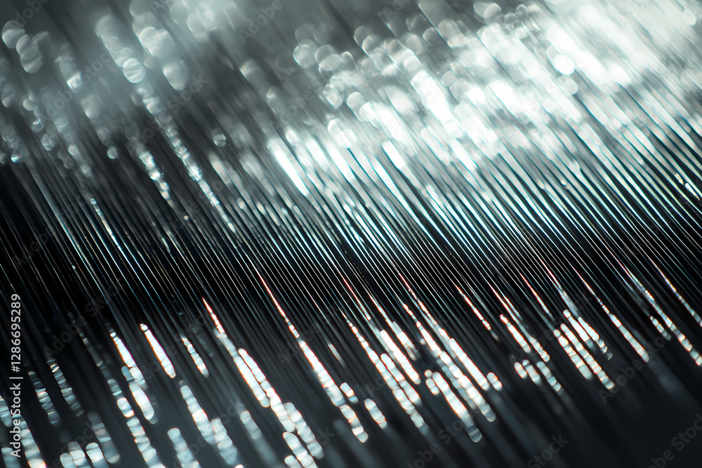 Poster metallic serenity: close-up view of gleaming metal threads. the delicate interplay of light on these
