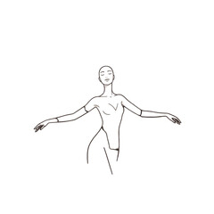 Minimalist Line Art Depicting a Graceful Human Figure with Outstretched Arms
