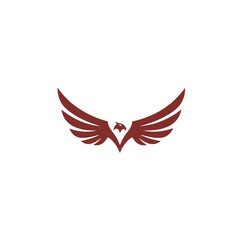 Elegant Maroon Eagle Logo With Wings Spread Symmetrically on White Background