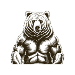Vintage engraving woodcut bear vector illustration art design 