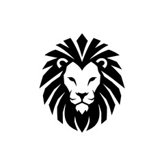 Majestic Lion Head Logo in Bold Artistic Black and White Design